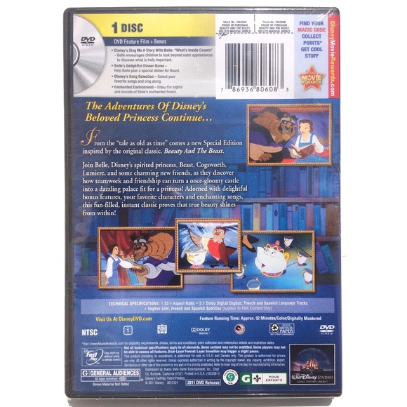 Beauty and the Beast: Belles Magical World DVD 2011 Special Edition - Picture 2 of 2